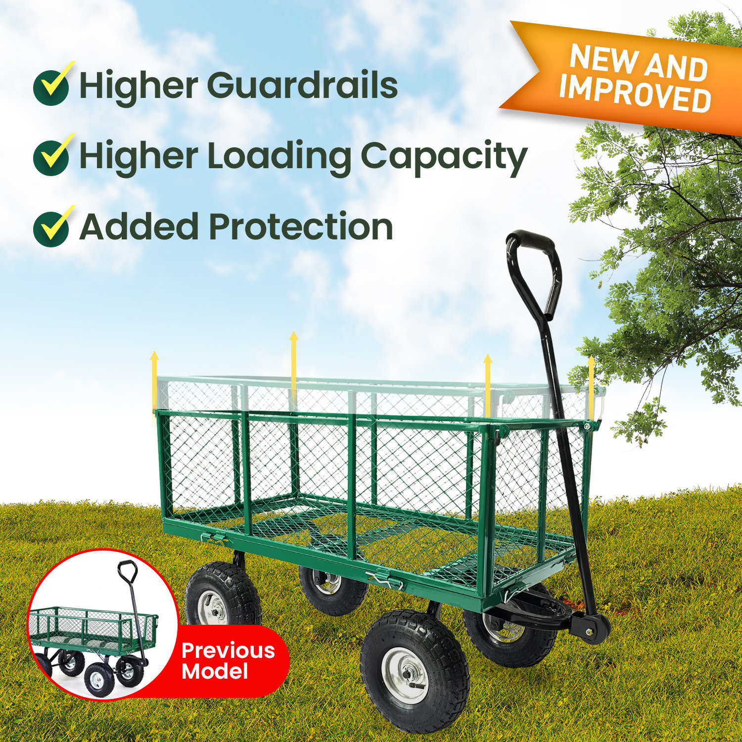 Wallaroo Steel Mesh Garden Trolley Cart - Green — image 5