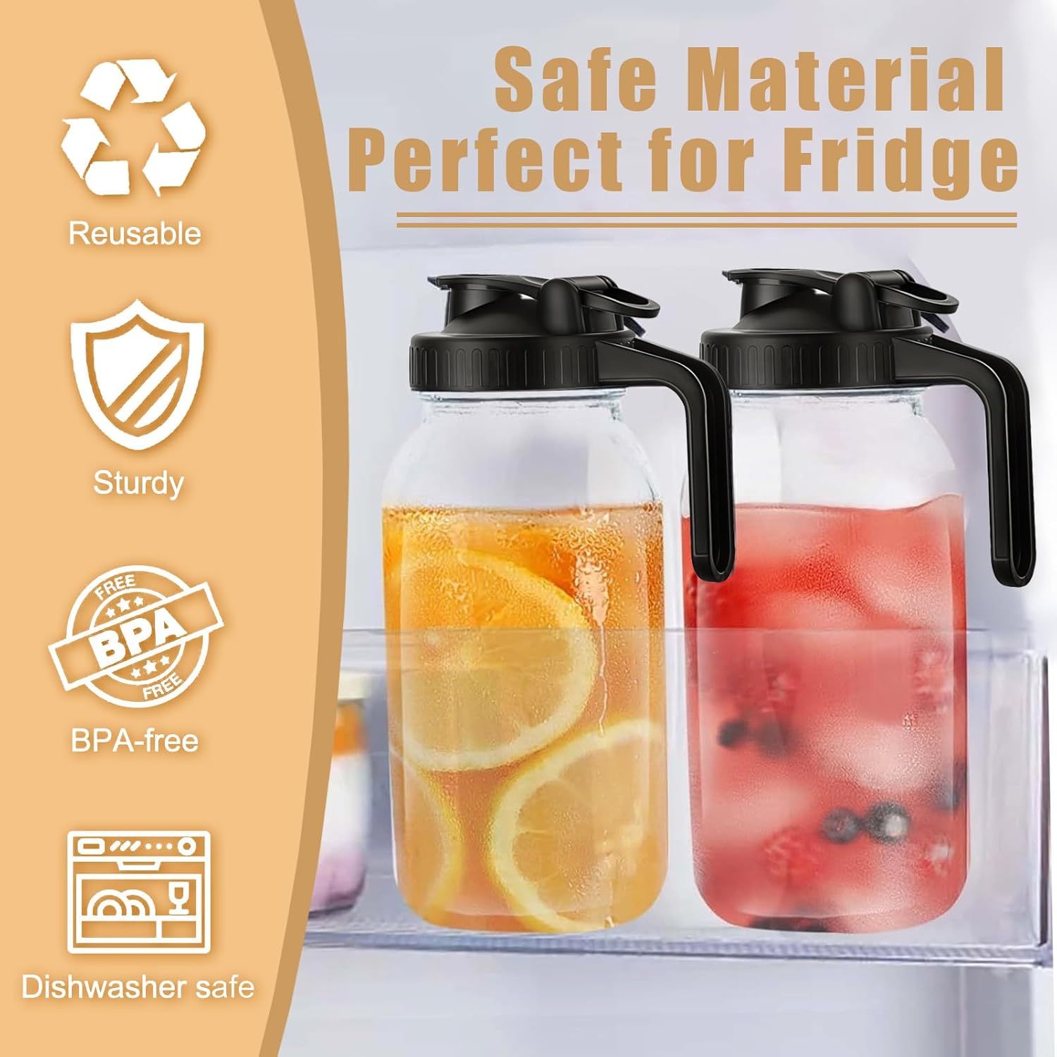 Mason Jar Pour Spout Lid for Wide Mouth Mason Jars, Mason Jar Pitcher Flip Cap Airtight Handle Lid, Leak Proof Seal Cover, Pack of 2 — image 3
