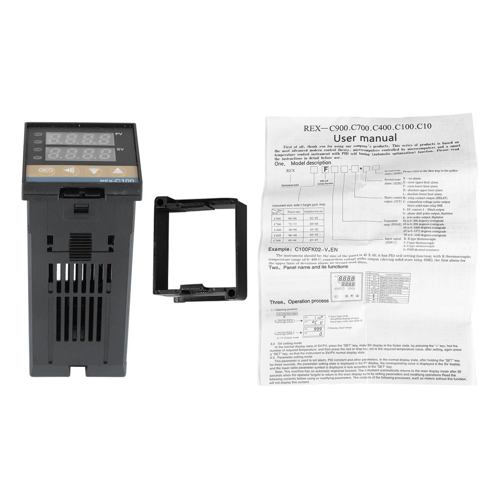PID Temperature Controller Kit REX C100 Digital PID Temperature Controller with Solid State Relay 100โ240V REX C100FK02 V DN SSR DK