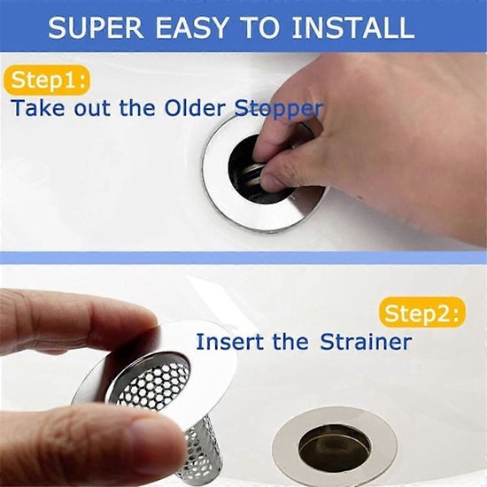 Bathroom Drain Filters - For 1.2-1.6 Inch Drain Holes - Small 1 Inch Conical Stainless Steel Filter - Pack of 4 — image 5
