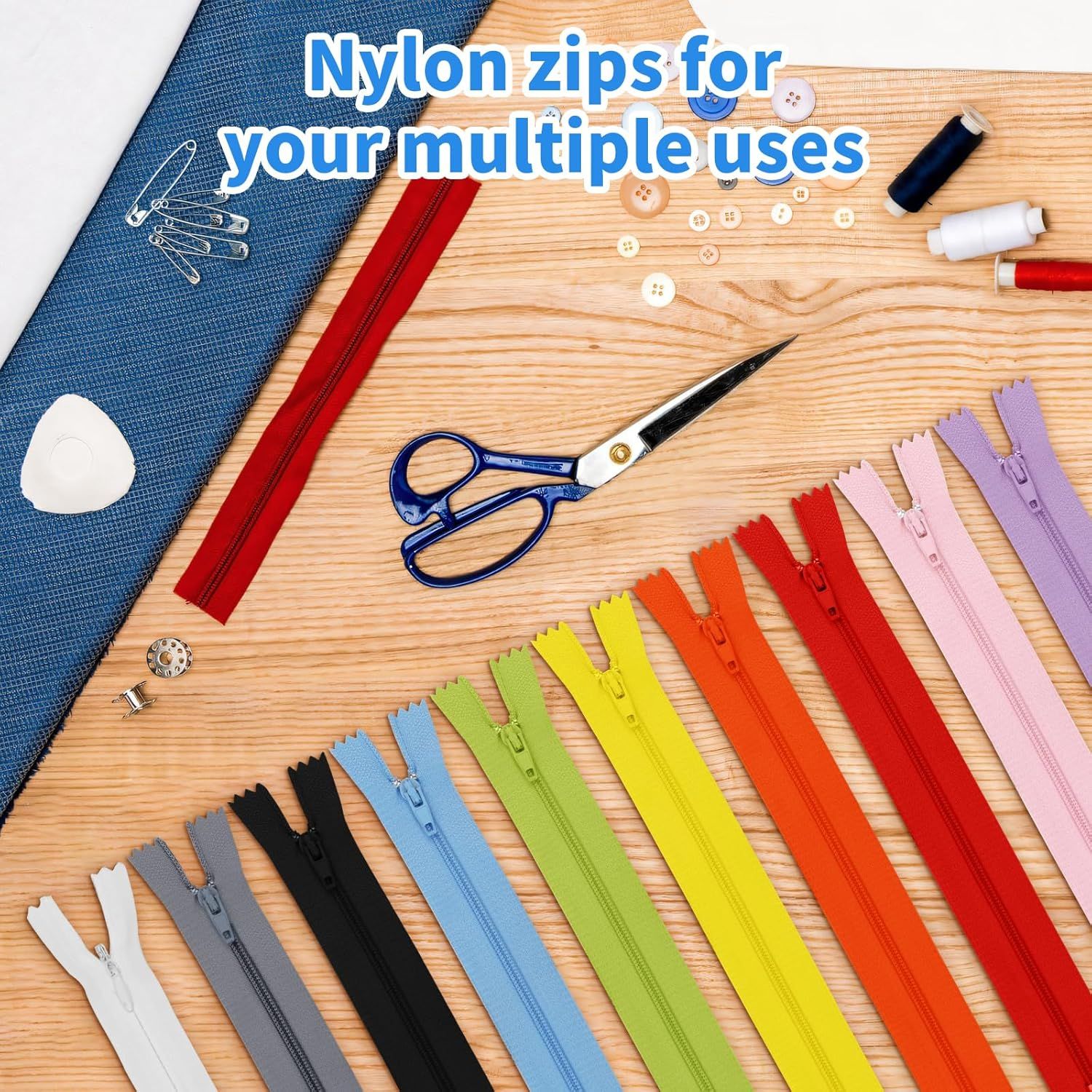 30 Pcs Nylon Coil Zippers for Tailor Sewing in 10 Assorted Colors - Mixed Color Invisible Zippers for Bags, Garment Craft DIY Accessories (9.5 Inches) — image 3