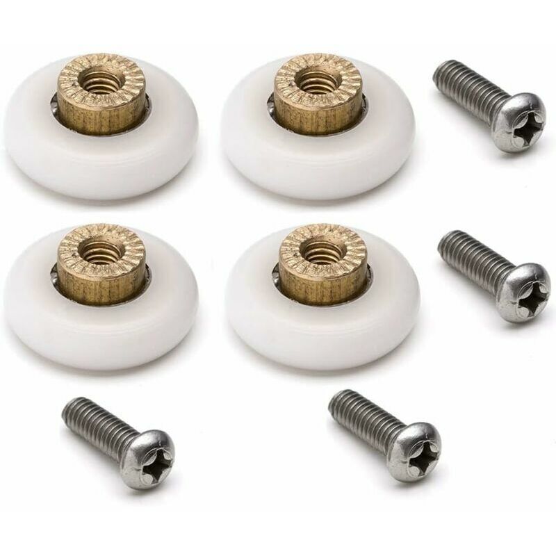 4 Pcs Spare Castors for Sliding Shower Door with Screw M4 Diameter, 19 mm