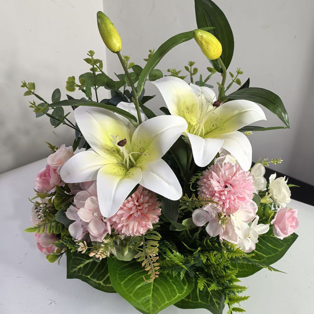 Artificial Flower Arrangement Fake Lilies And Roses Home Decor Accents Garden - Multi-color - Size 45 — image 6
