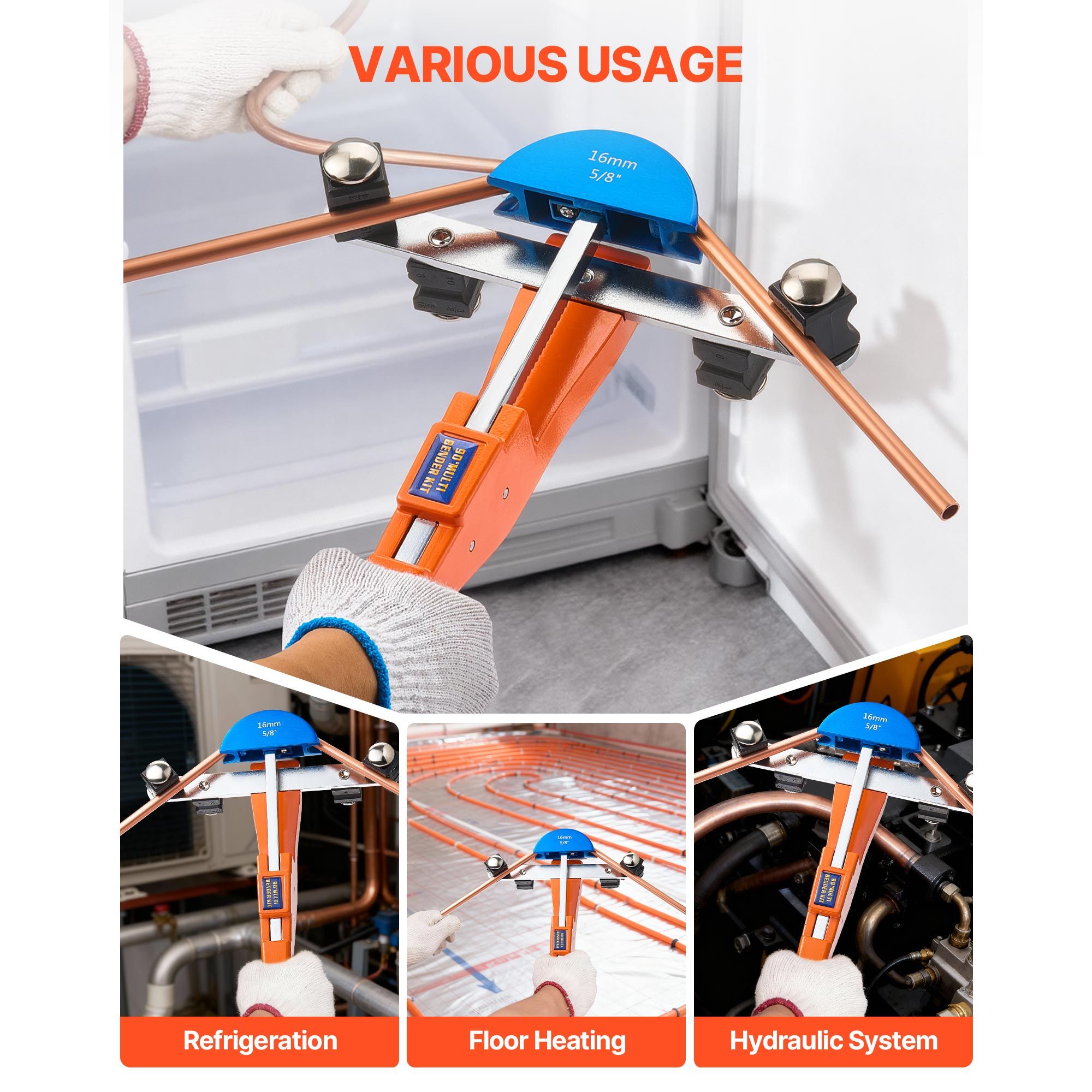 Tubing Bender Kit, 6 mm to 22 mm, Compact Ratcheting Tube Pipe Bender, Forward/Reverse Hand Bending Tool, with 7 Color Aluminium Alloy Dies, for Copper HVAC — image 6