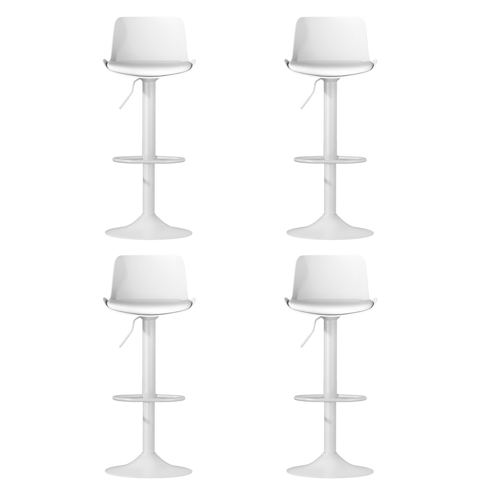 4x Artiss Bar Stools Kitchen Swivel Gas Lift Stool Leather Dining Chairs White — image 3
