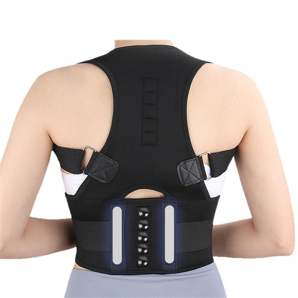 Magnetic therapy posture support back bracket adjustable posture corrector bracket shoulder back support strap - relieves neck, back, and spine pain (L) โ image 2