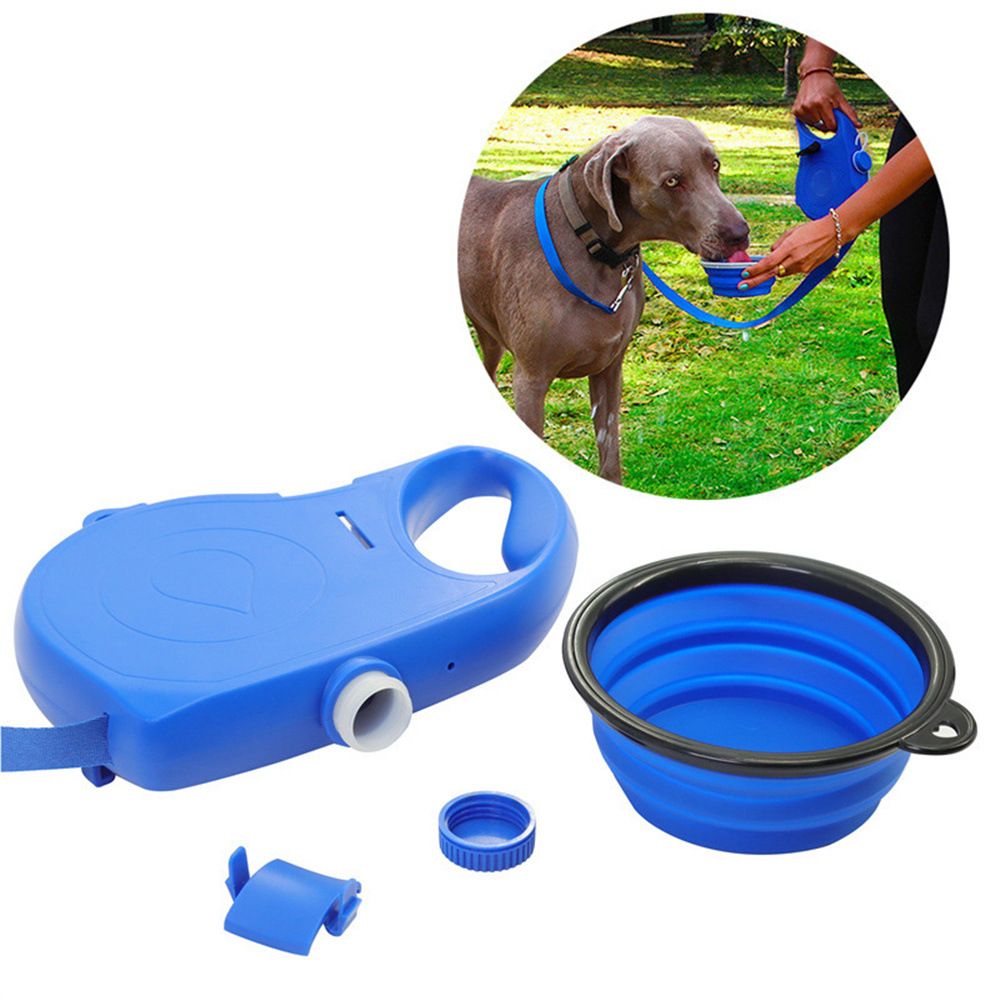 Multifunction Dog Leash with Food Water Dispenser Dog Traction Rope 3-in-1 Extendable Dog Leash Strong Wire Ropes Dog Leash Blue โ image 3