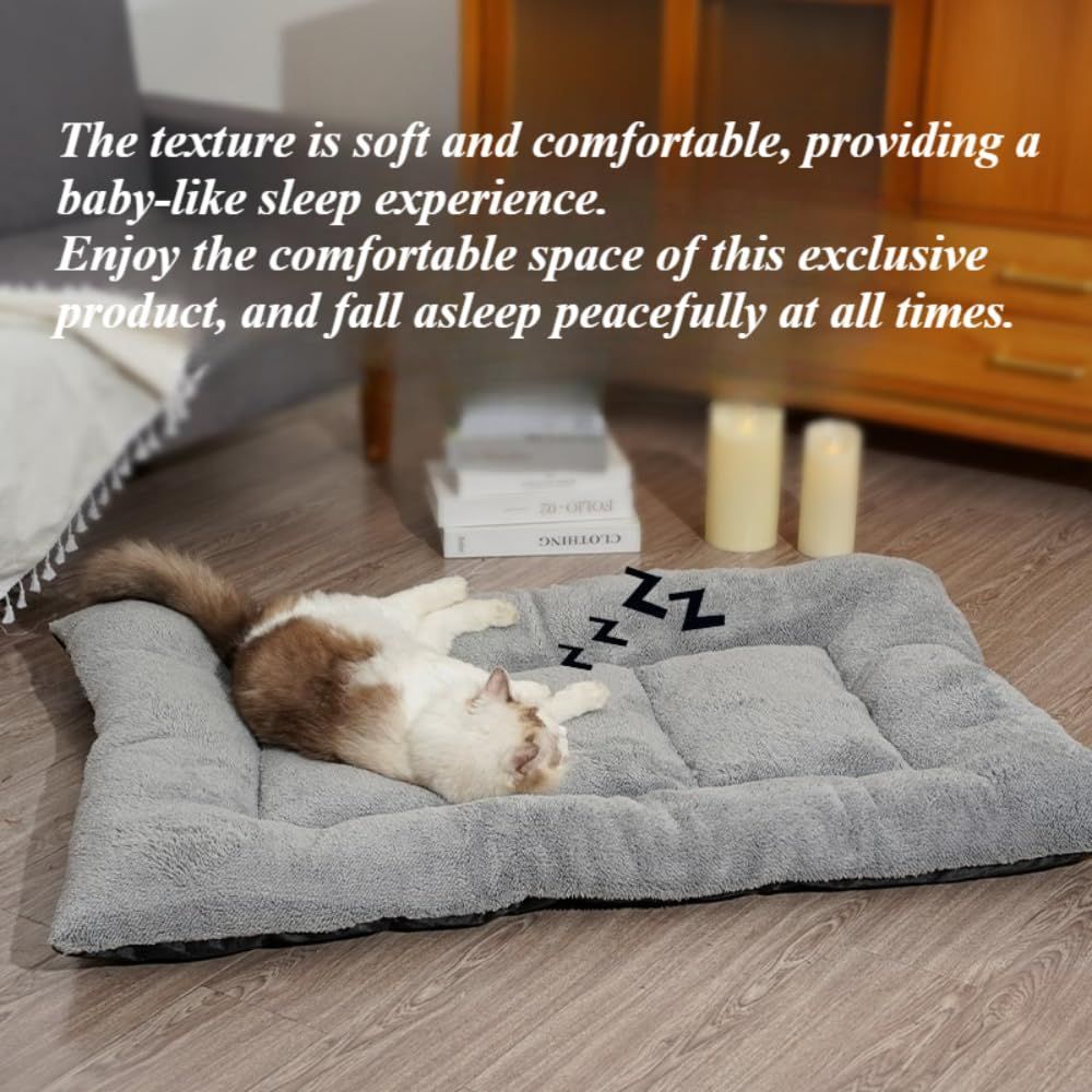 Pet Bed Mat Soft Fleece Pet Bed Dog And Cat Cushion Quilted Pet Bed - Gray - Size 30cm*45cm โ image 3