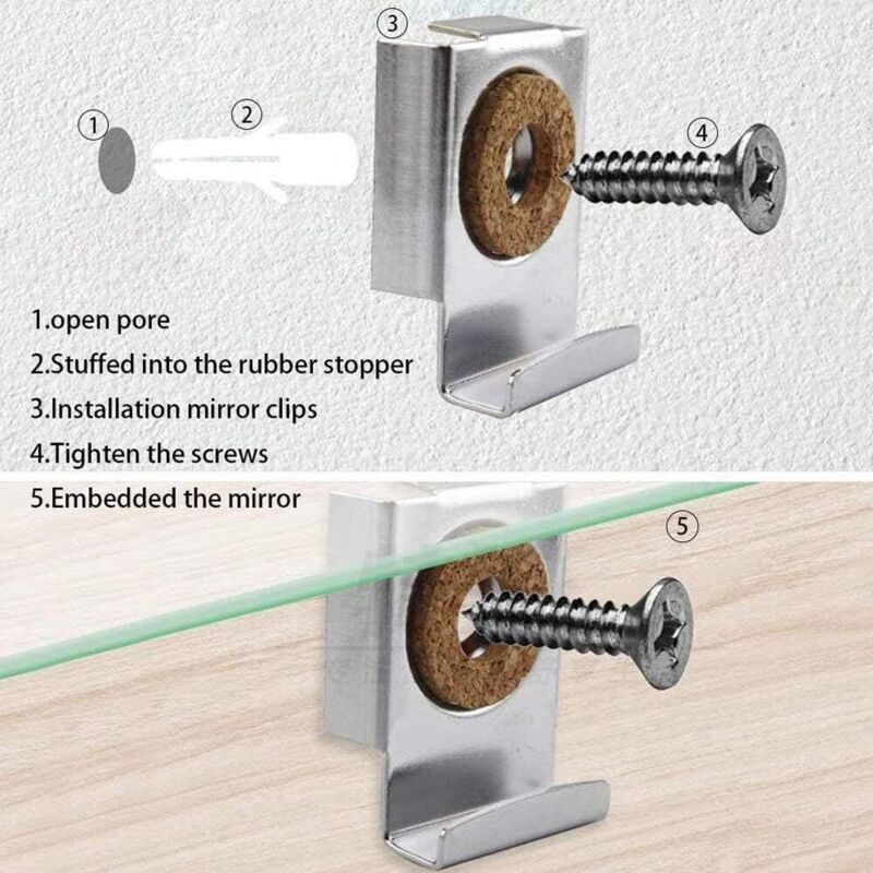 Adjustable Wall Mount Mirror Clip Mirror Clamp — image 2