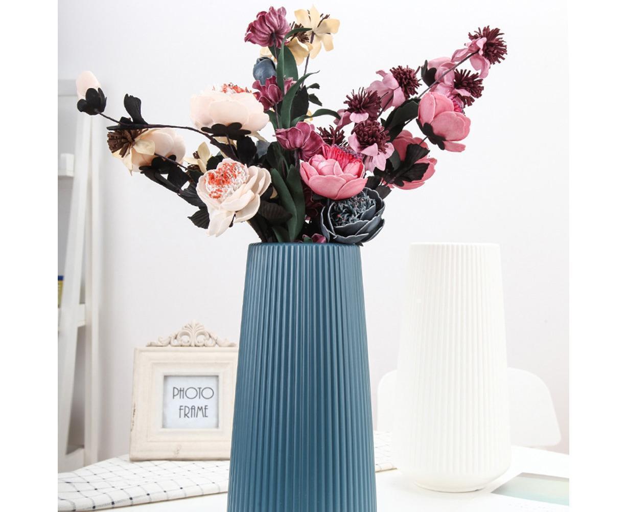 Plastic Nordic Style Vase Dried Flower Arrangement Pot Holder Home Office Decor-Blue — image 6