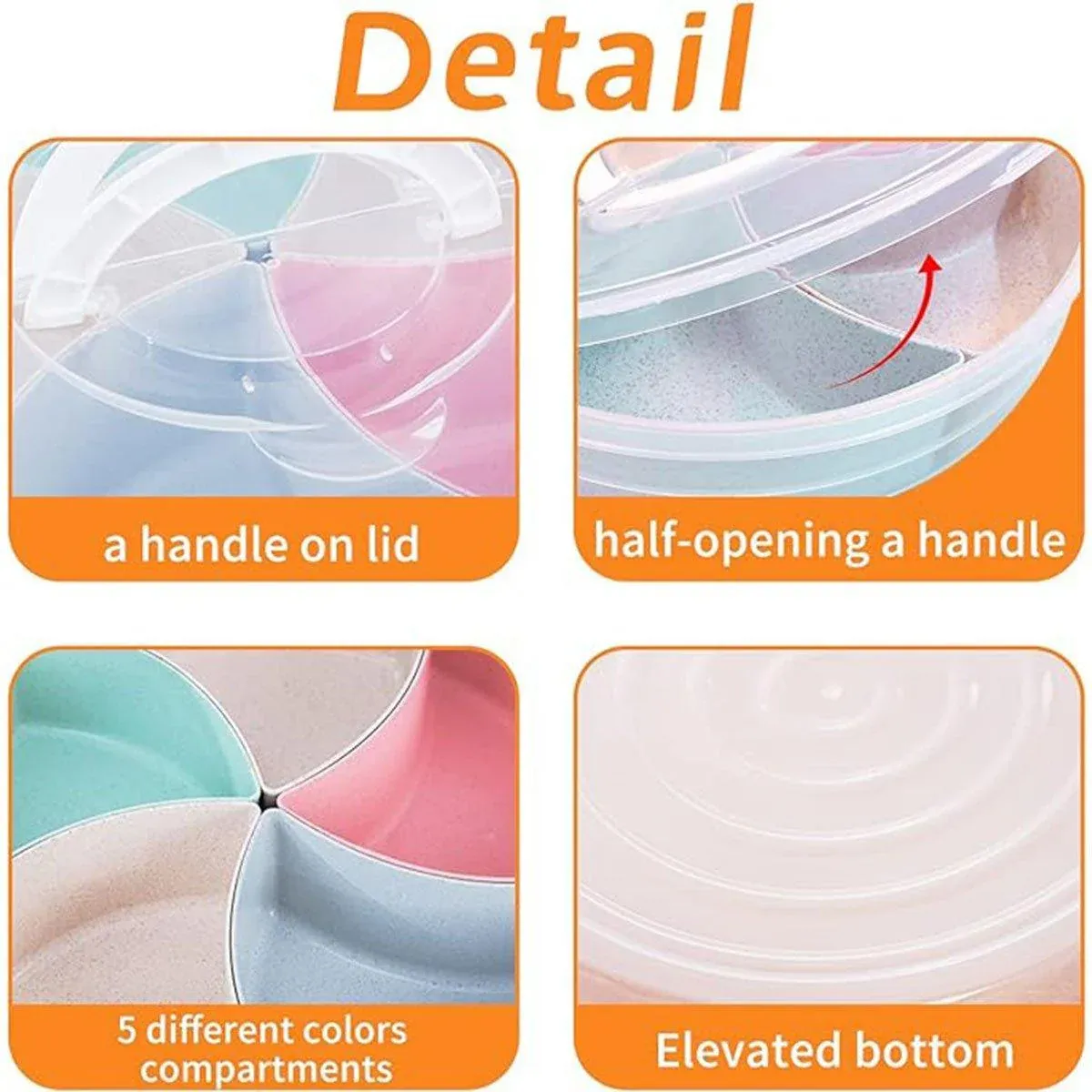 Transparent Round Fruit Plate Living Room House Plastic Serving Tray Organizer — image 4
