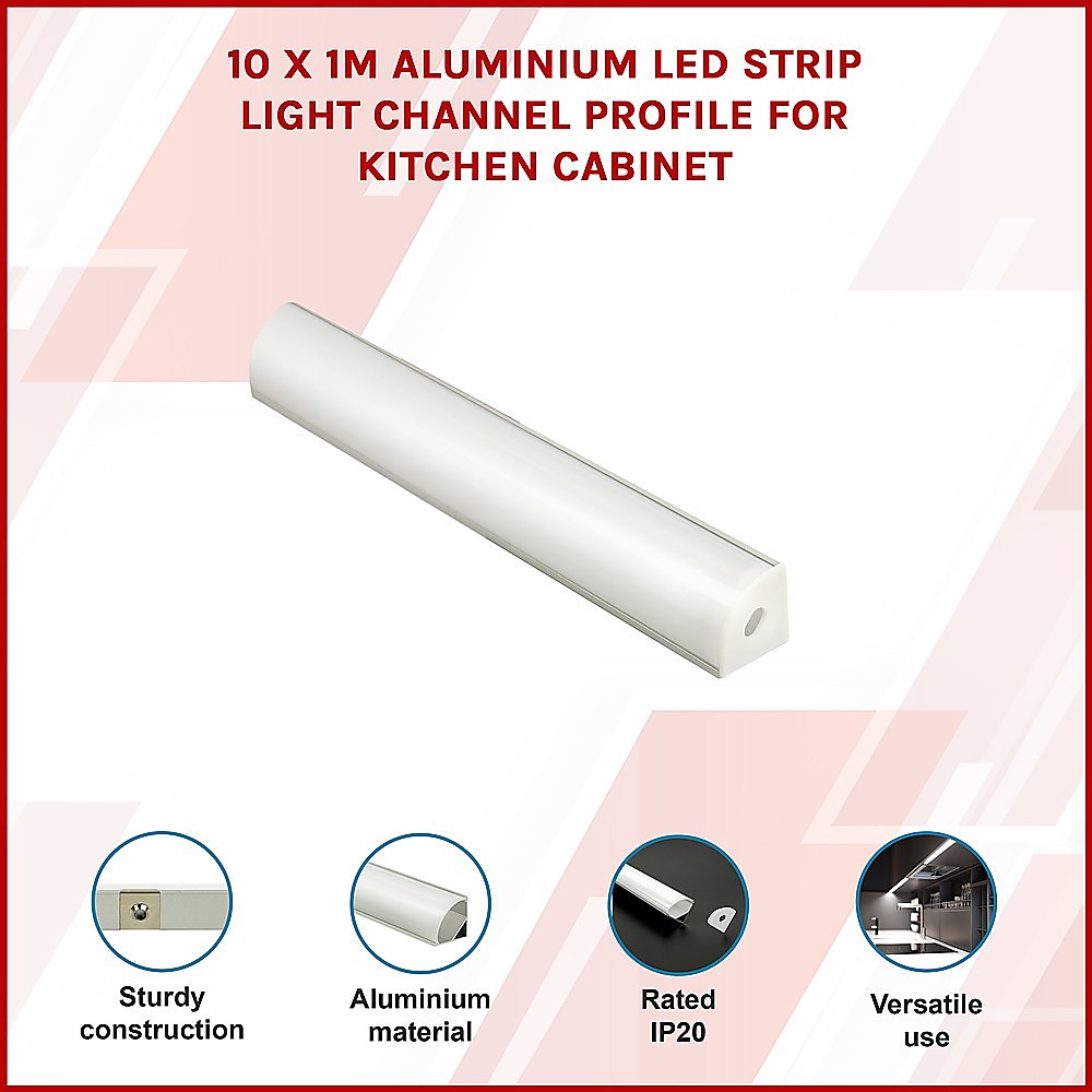 10 x 1M V-Style Aluminium LED Strip Light Channels for Cabinet Lighting โ image 3
