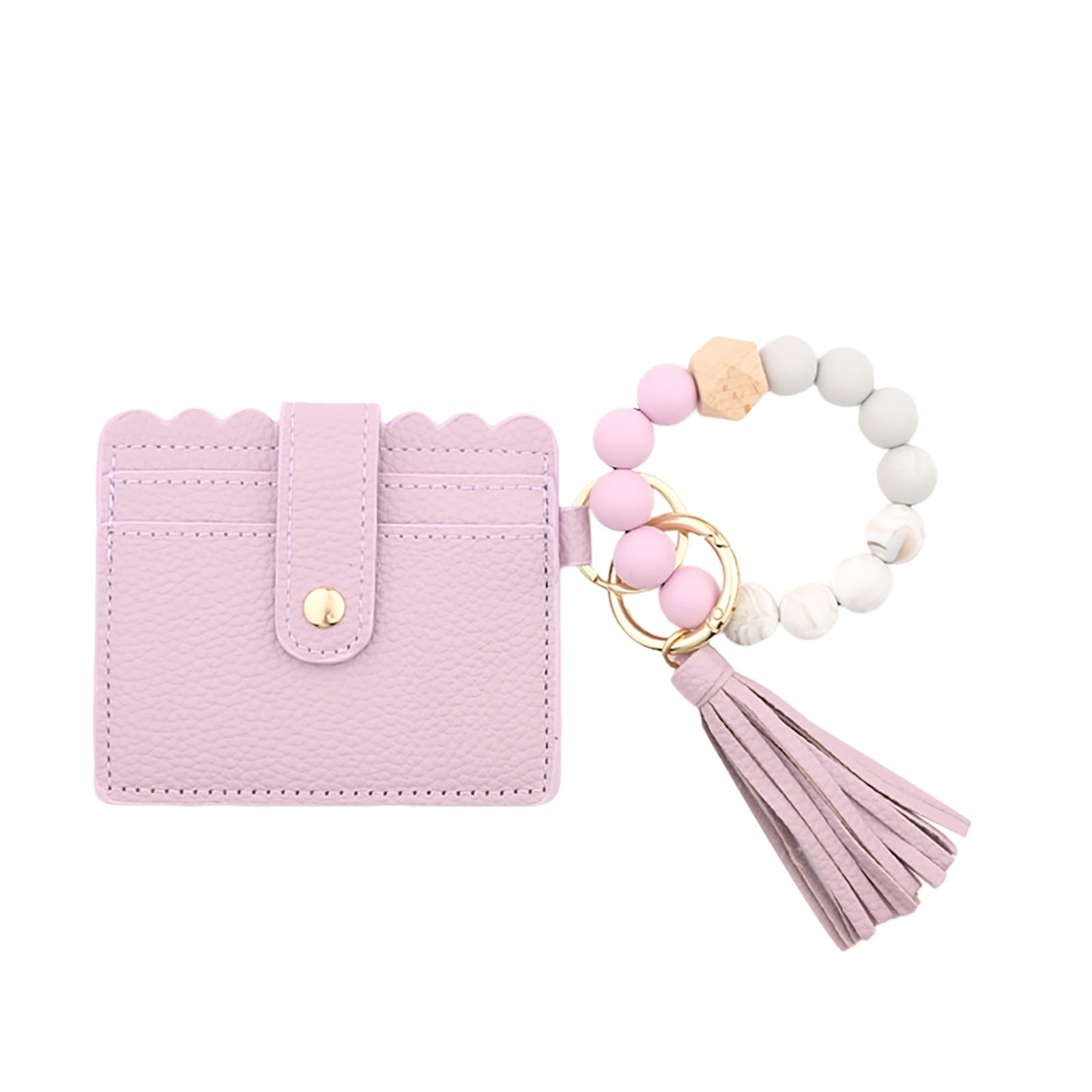 Wallet Women, Wallet Keychain Wristlet for Women, Slim Credit Card Holder Wallet, Fashion Tassel Keychain Bangle Key Ring Purse for Women ( 18 Kinds of Prints — image 2