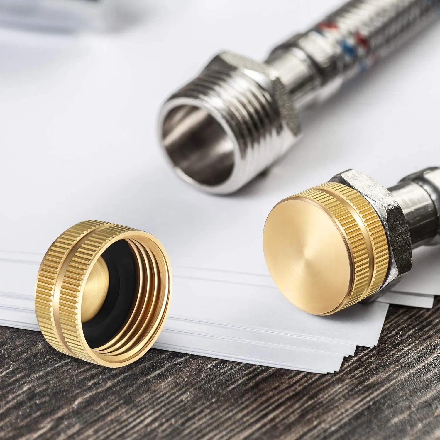 10 Pack Brass Garden Hose End Caps, 3/4 Inch Female Spigot Caps with 20 Washers for Home Garden Use, Brass Construction โ image 4