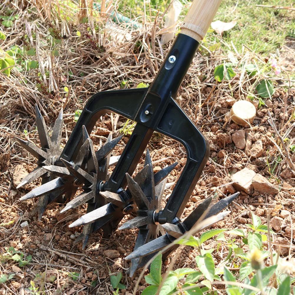 Rotary Cultivator Set, Adjustable Rotary Cultivator Garden Tool Reseeding Grass or Soil Mixing Soil Tiller Aerator Lawn Tool Garden Handheld Tiller — image 6