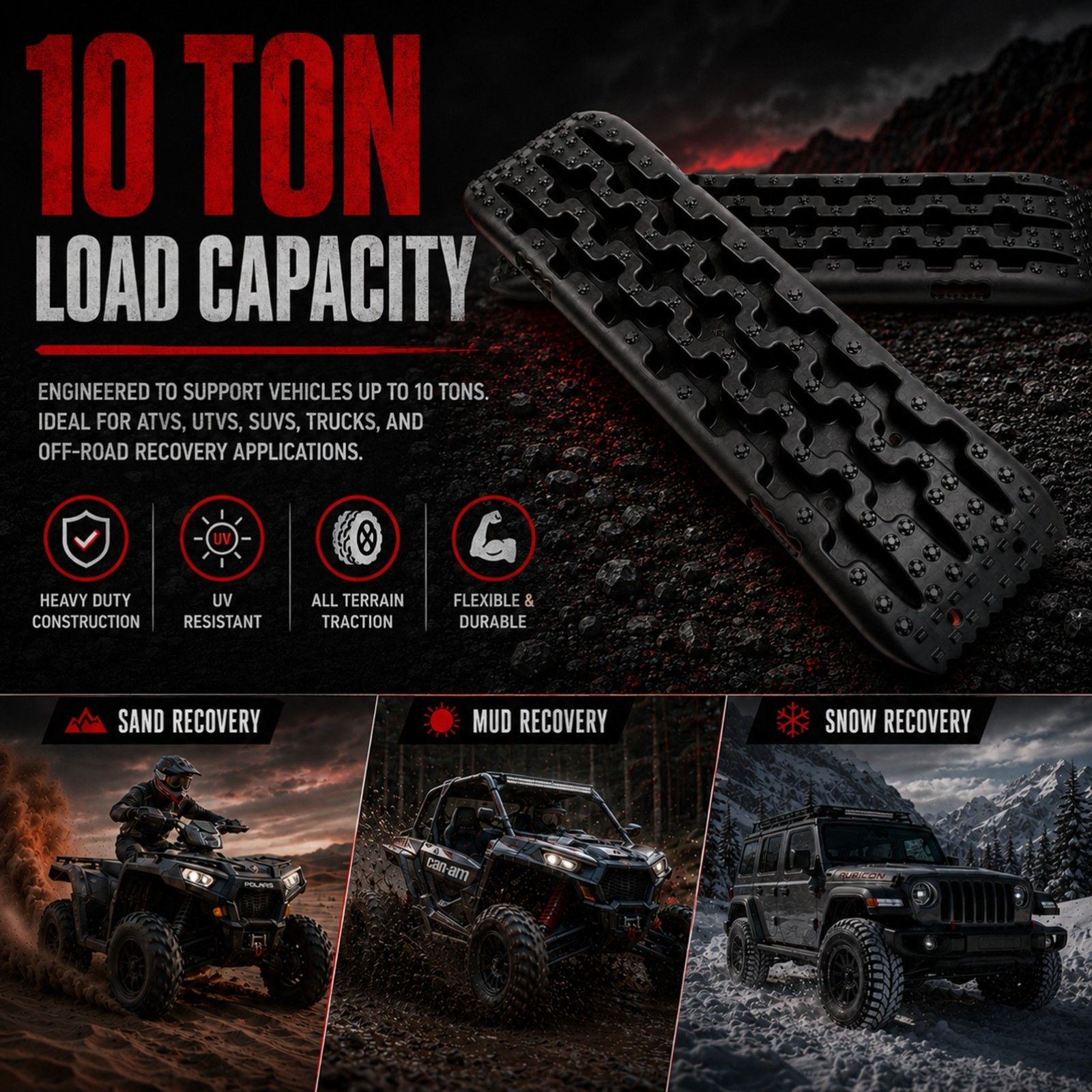 2x 10 Ton 4WD Car Recovery Tracks Sand Mud Snow Traction Boards Off-Road Device Mat โ image 2