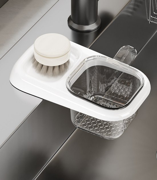 Sink Strainer & Drip Rack - With Suction Cup & Removable Strainer Tray - For Vegetables & Food Waste - Black โ image 4