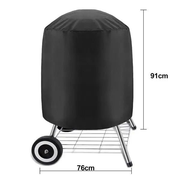 1 Piece Round Charcoal Grill Cover, Polyester Dustproof Outdoor BBQ Protector with Drawstring, Black, 70 x 70 cm โ image 2