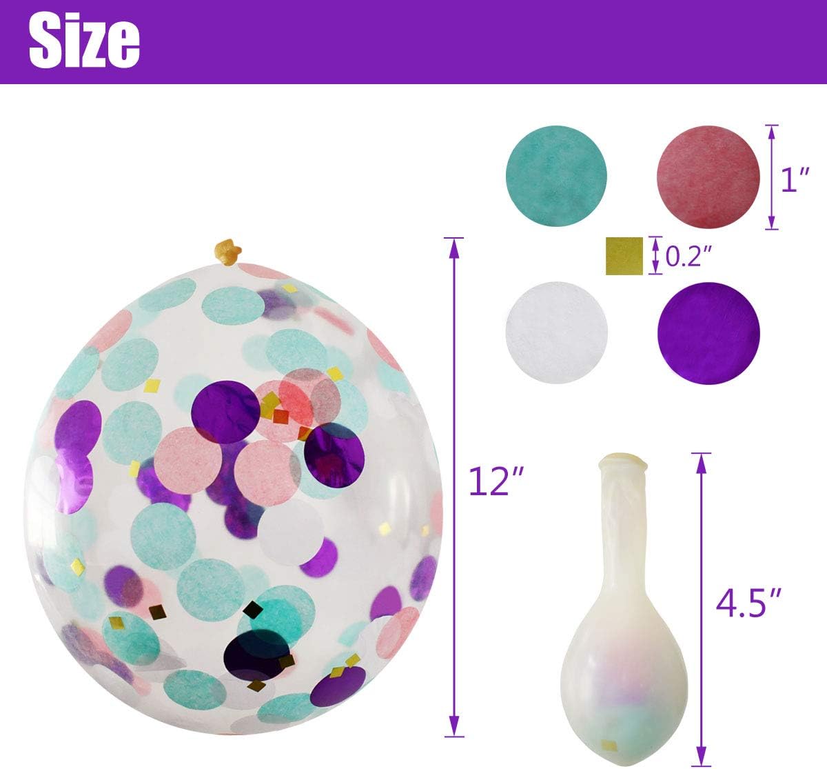 50 Pack Mermaid Party Balloons 12 Inch Light Purple Dark Pink Blue Latex & Confetti Birthday Bridal Shower Wedding Baby Decorations Princess Supplies — image 6