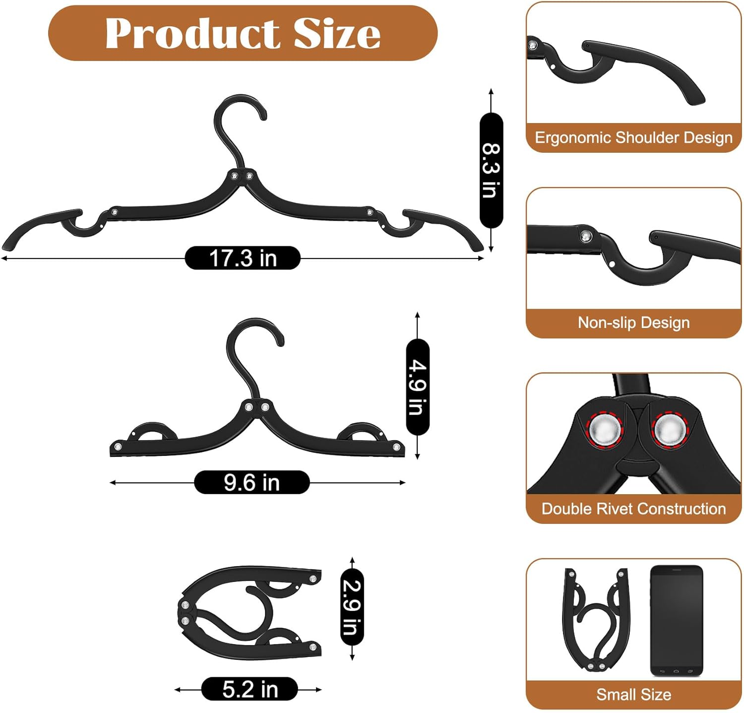 12 Pcs Portable Travel Hangers for Cruise Ship Essentials 2026, Plastic Folding Foldable Hangers Clothes Drying Rack Travel Accessories for Suitcase, RV — image 2
