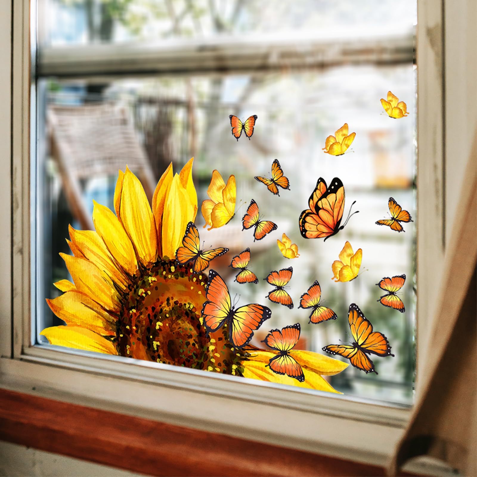 Window Clings Flower Butterfly Window Stickers DIY Gel Sunflower Window Clings Double-Sided Floral Window Decals for Glass โ image 2