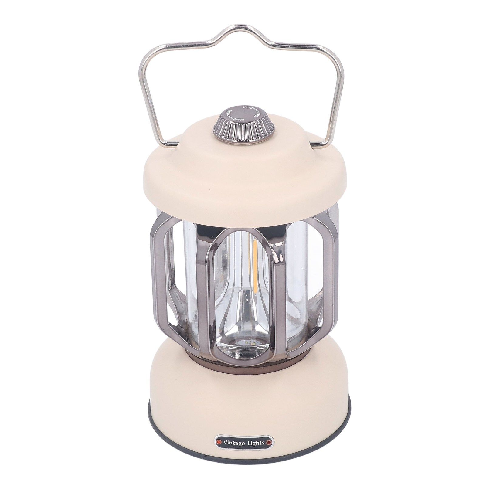 Retro Camping Lantern Vintage Camping Lamp Type C Rechargeable 3 Modes Dimmable with Hook Waterproof LED Tent Lamp for Garden Beige โ image 2