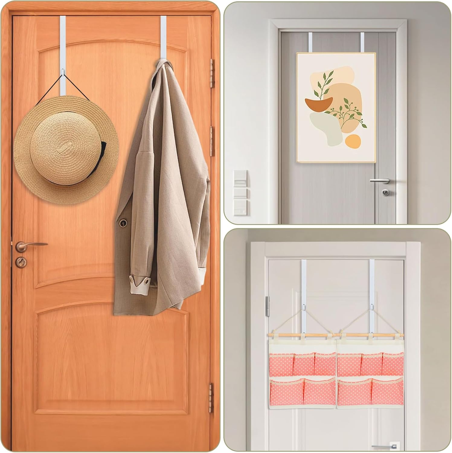 Over-The-Door Mirror Hanger, Adjustable 13.6 in Door Mirrors Hanger with Protective Lining, Prevent Scratches, 2 Pcs Mirrors Brackets Perfect Height and Fit — image 6