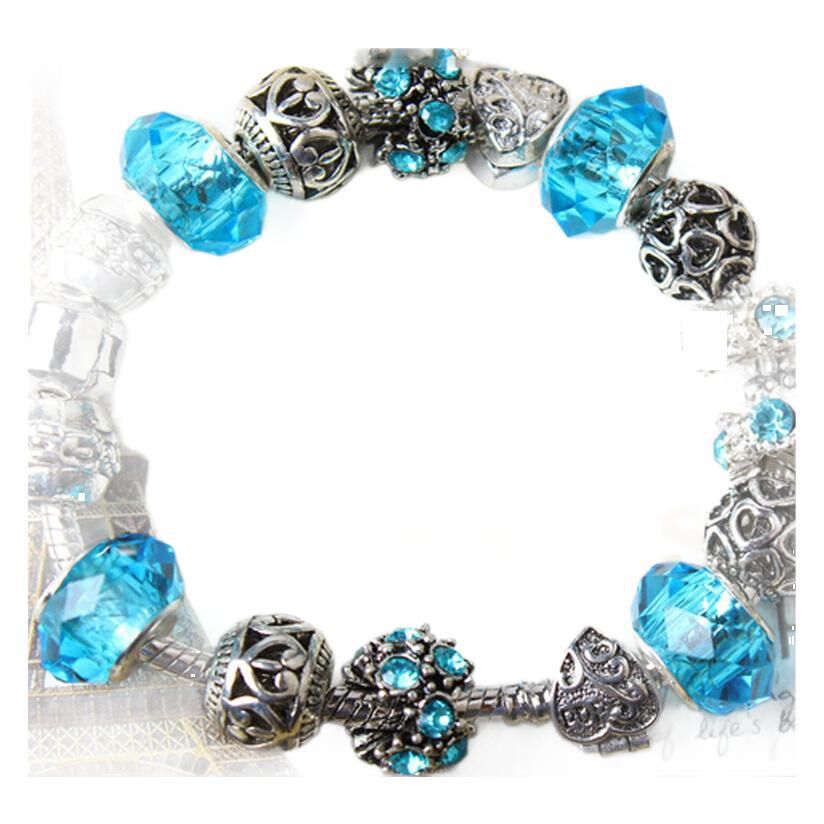 Vintage Crystal Zircon Beaded Bracelet with Hollow LOVE Alloy Pendant, Adjustable Snake Chain Bracelet(20cm+5cm) — image 6