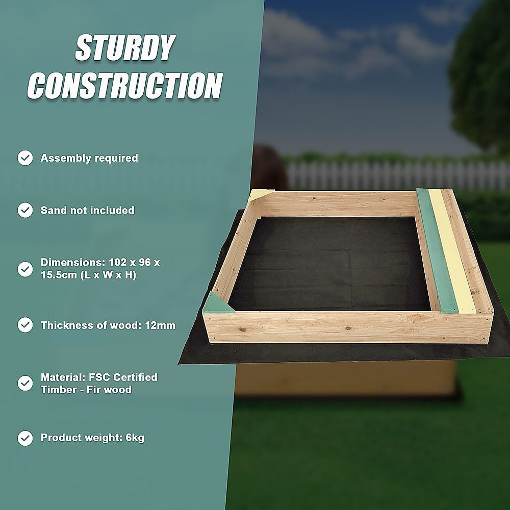 Wooden Kids Backyard Sandbox Outdoor Sandpit with Bench for Children โ image 5