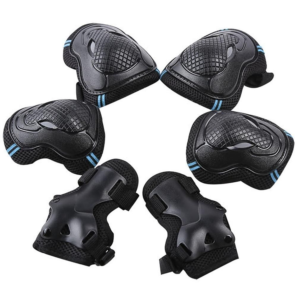 6Pcs Protective Gear Set Knee Elbow Wrist Guards for Skateboard Cycling Riding - M