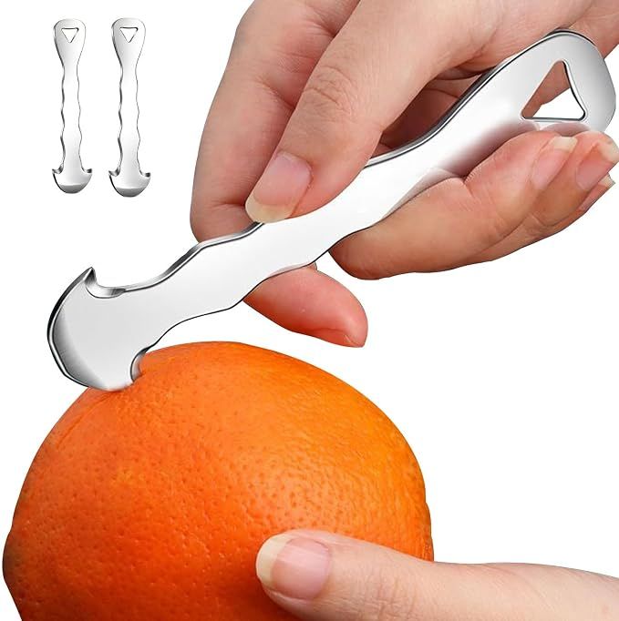 2 Pack, Stainless Steel Orange Peeler tool – Multi-Functional Citrus Peeler, Fruit Peeler & Peel Skin Remover for Oranges, Grapefruits, Lemons