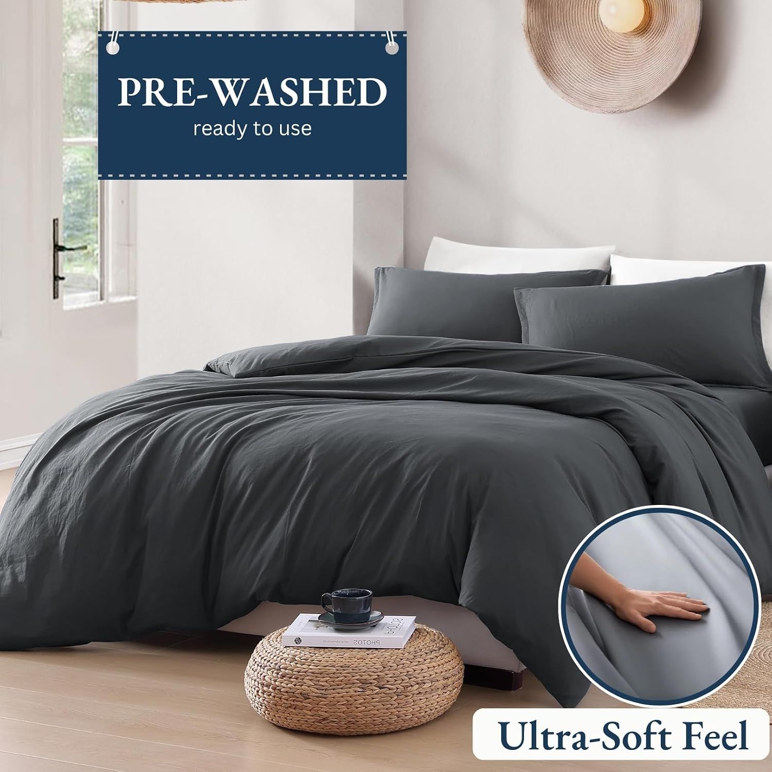 Hotel Soft Microfiber Duvet Cover Set-2000TC Quilt Cover Set & Pillowcases -1 Donna Cover Zipper Closure & 1 x Pillowcases-Breathable Bedding - Wrinkle, Fade — image 3
