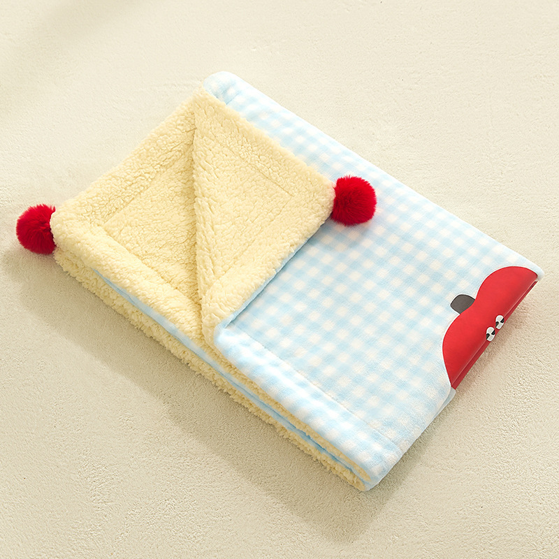 Plaid Apple Premium Soft Fleece Dog Bed Mat/Quilt (XL Size 100 x 70 CM) - All-Season Reversible Warm Cat Nap Pad