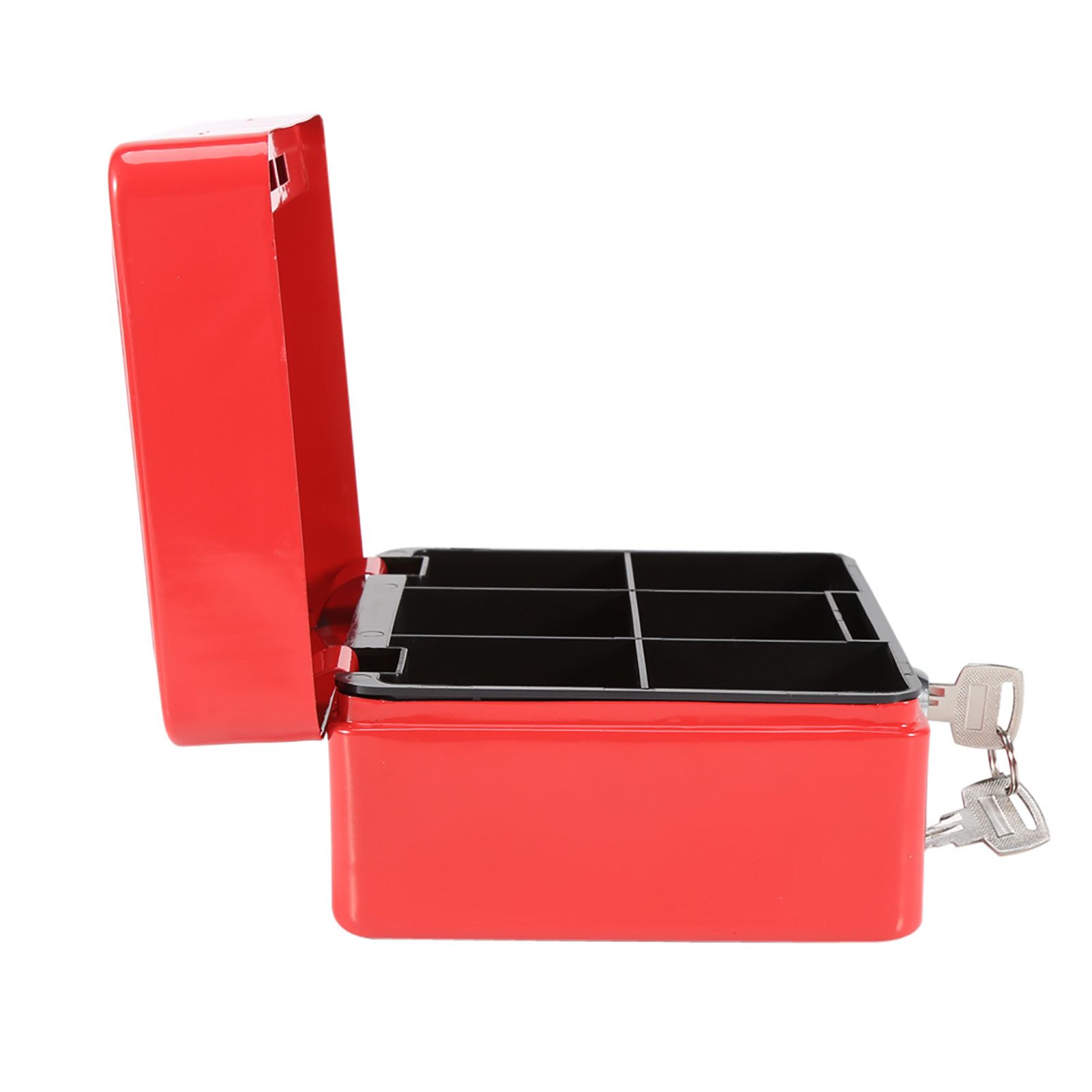 1Pc Mini Portable Iron Petty Lockable Cash Money Coin Safe Security Box Household (Red) โ image 4