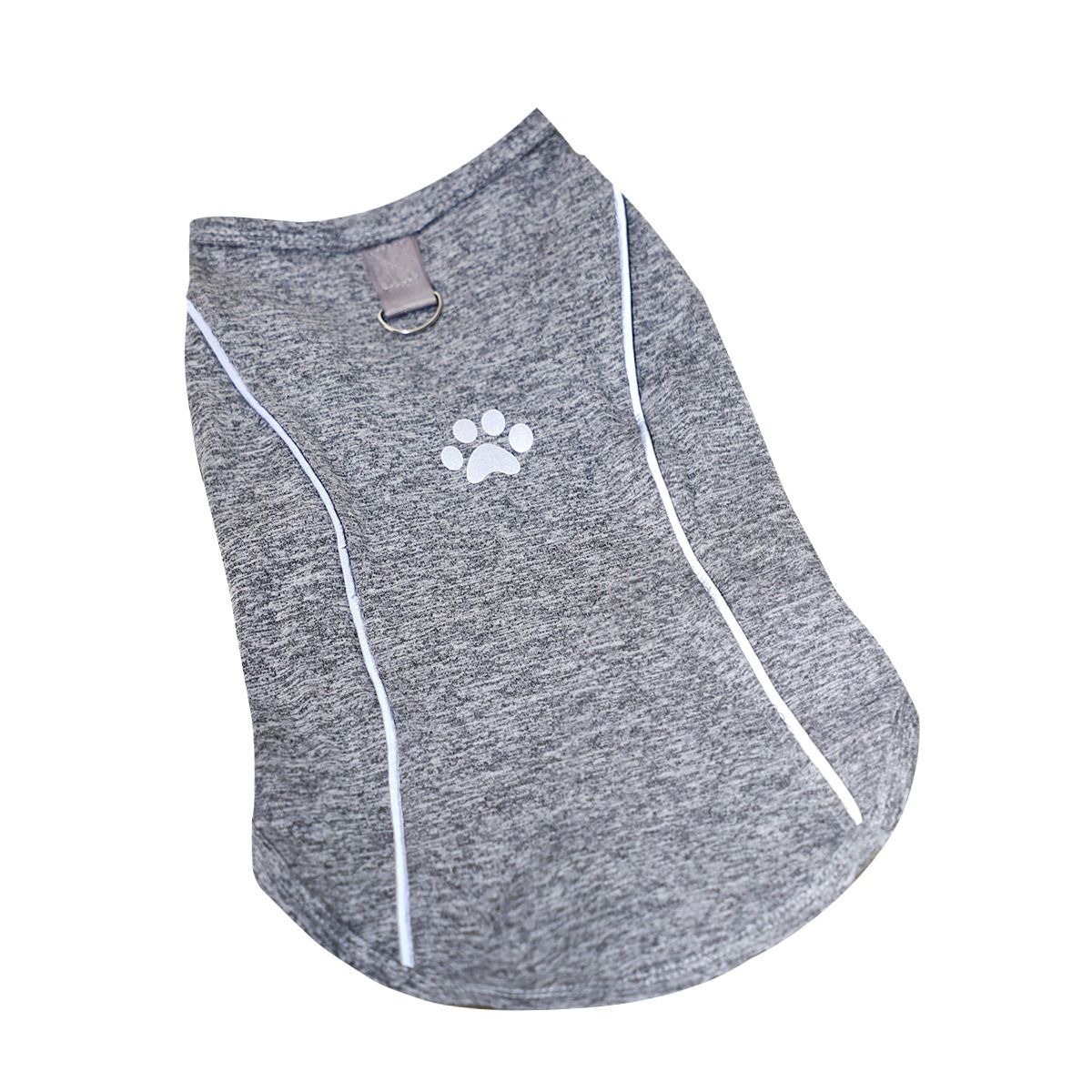 Lele Meow Reflective Vest Dog Clothes Poly Cotton Traction buckle reflective strip vest-black gray L back length 39 bust 49 neck circumference 36 — image 5
