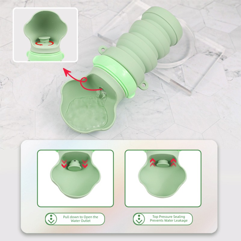 Brown Portable Collapsible Pet Water Bottle for Dogs Outdoor Travel Drinking Dispenser Silicone Pet Water Cup — image 5