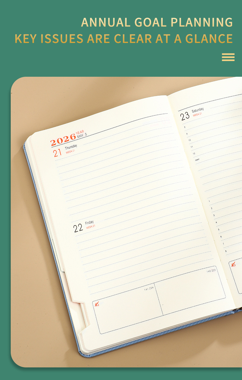 Black 2026 A5 English Daily Planner Notebook 365-Day Schedule Book for Monthly & Annual Planning โ image 4