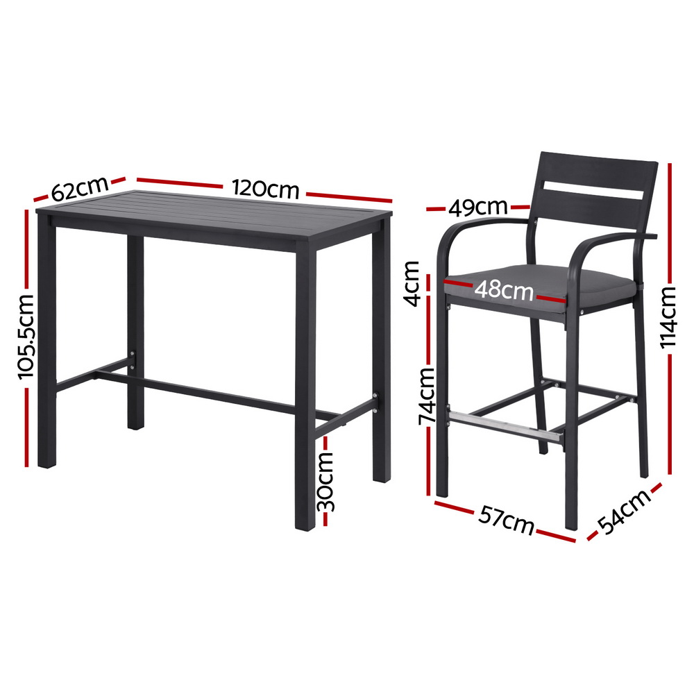 Gardeon Outdoor Bar Set 5-Piece Patio Dining Chairs Aluminium Table Stools — image 2