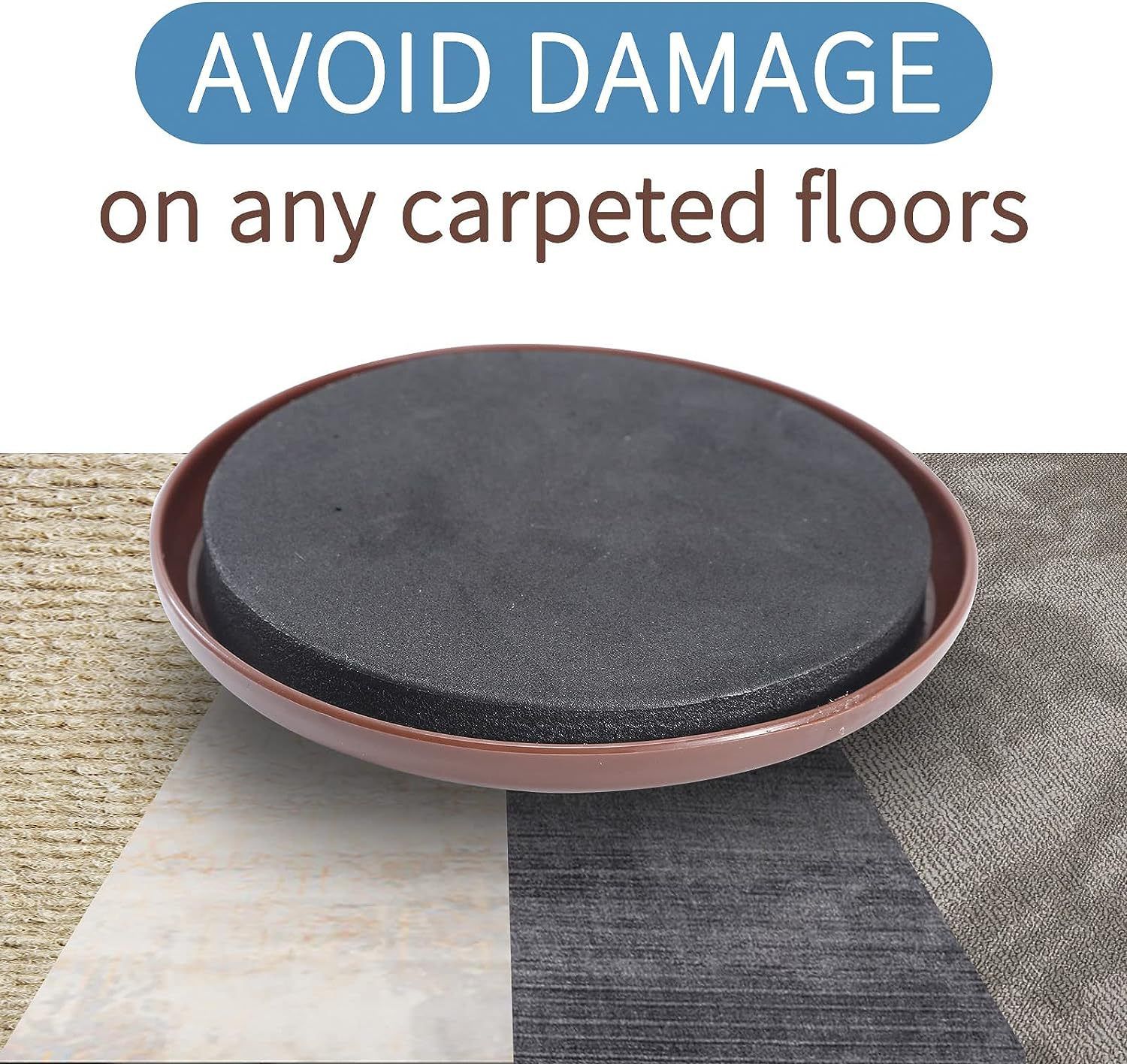 4Pcs Furniture Sliders – 3.5 Inch Heavy Duty Moving Pads, Plastic Chair Leg Floor Protectors for Hardwood Floors, Reusable Round Gliders,Brown — image 2