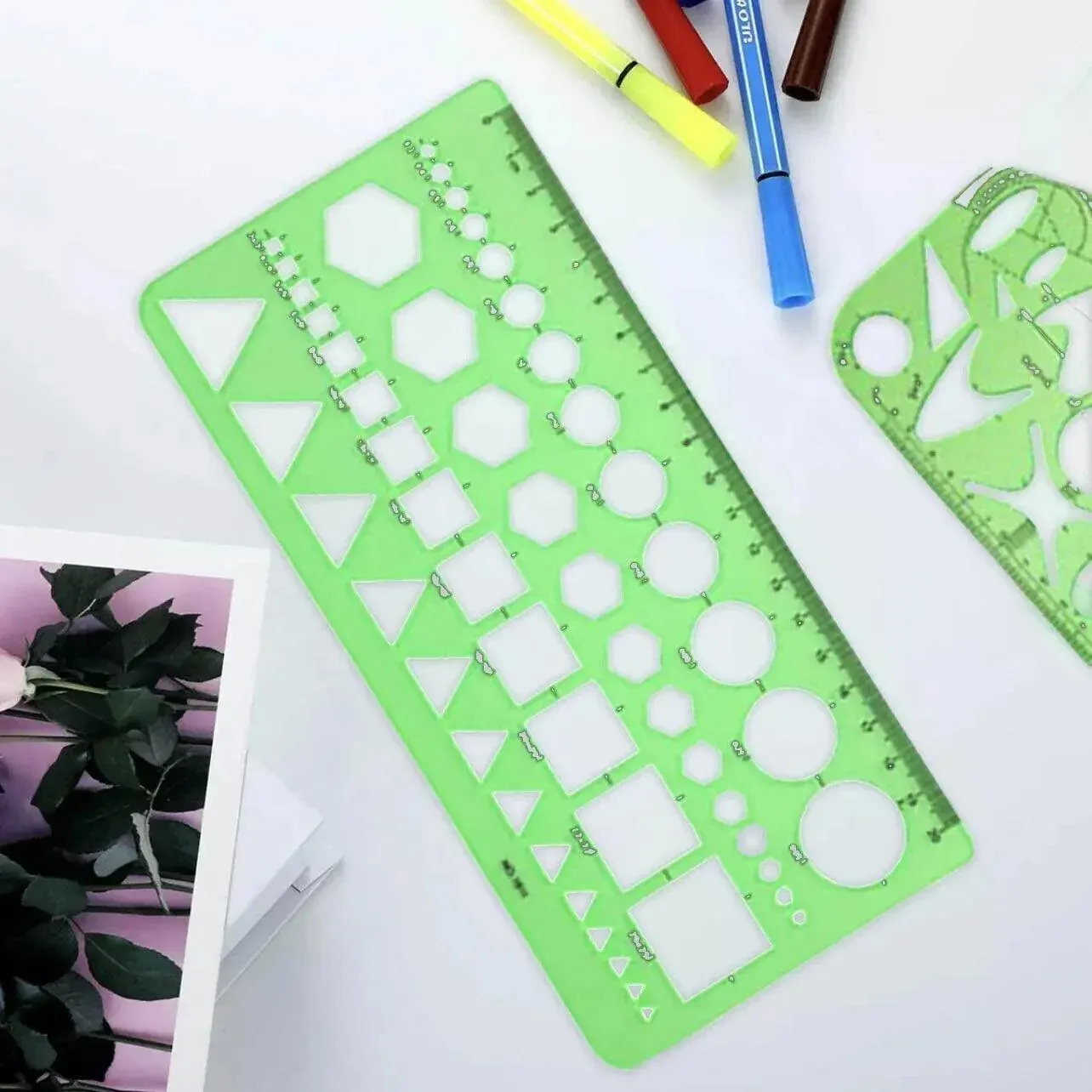 11Pcs Plastic Geometric Template Ruler Stencil Set Measuring Tool - 11 PCS — image 6