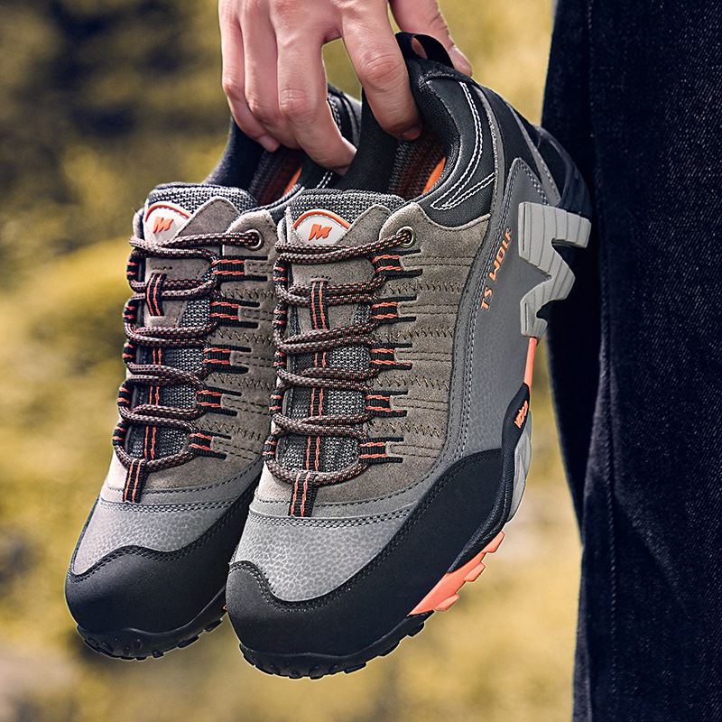 Lefectic Hiking Shoes Genuine Leather Waterproof. Dark blue red 36 โ image 5