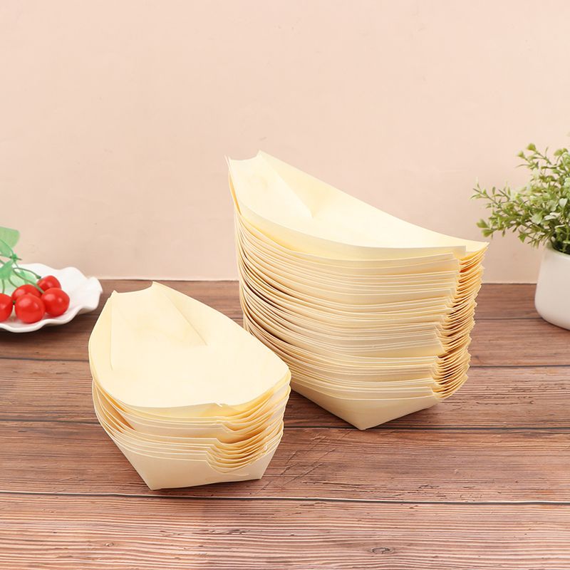 50Pcs Disposable Wooden Plates for Sushi Salad and Desserts, Pine Wood Bowls, Eco-Friendly Food Serving Dishes 3IN โ image 5