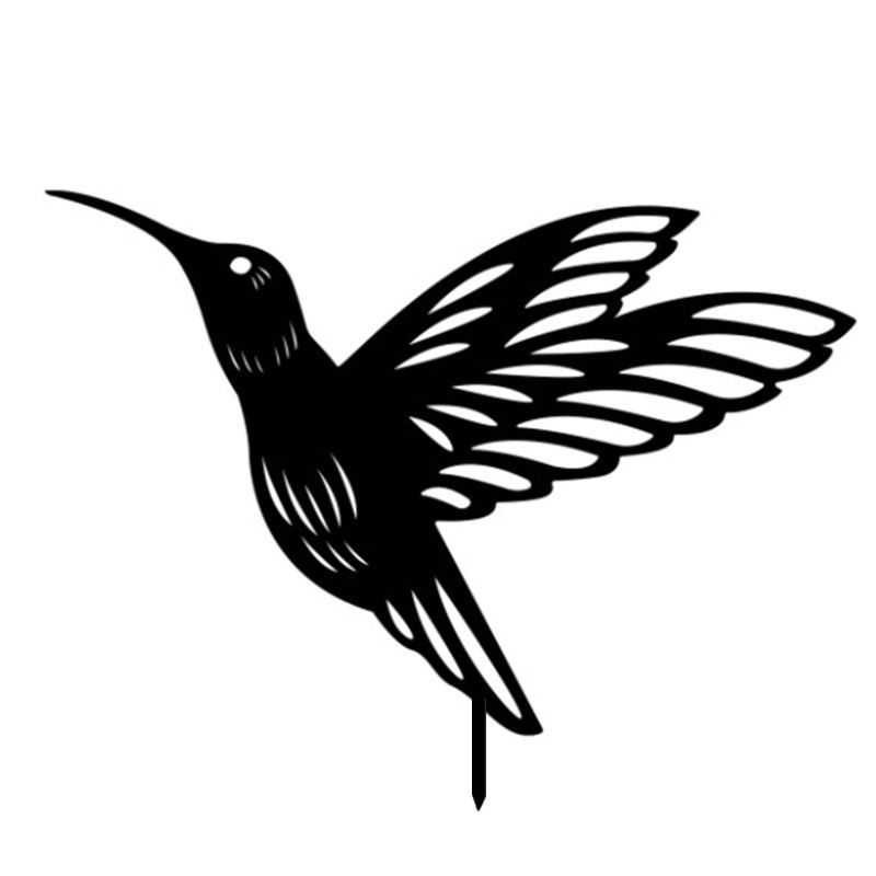 Simulation Bird Inserts Animal Bird Shape Insert Metal Art Statue Plants Decor Bird Decorative Plug Black Bird Silhouette