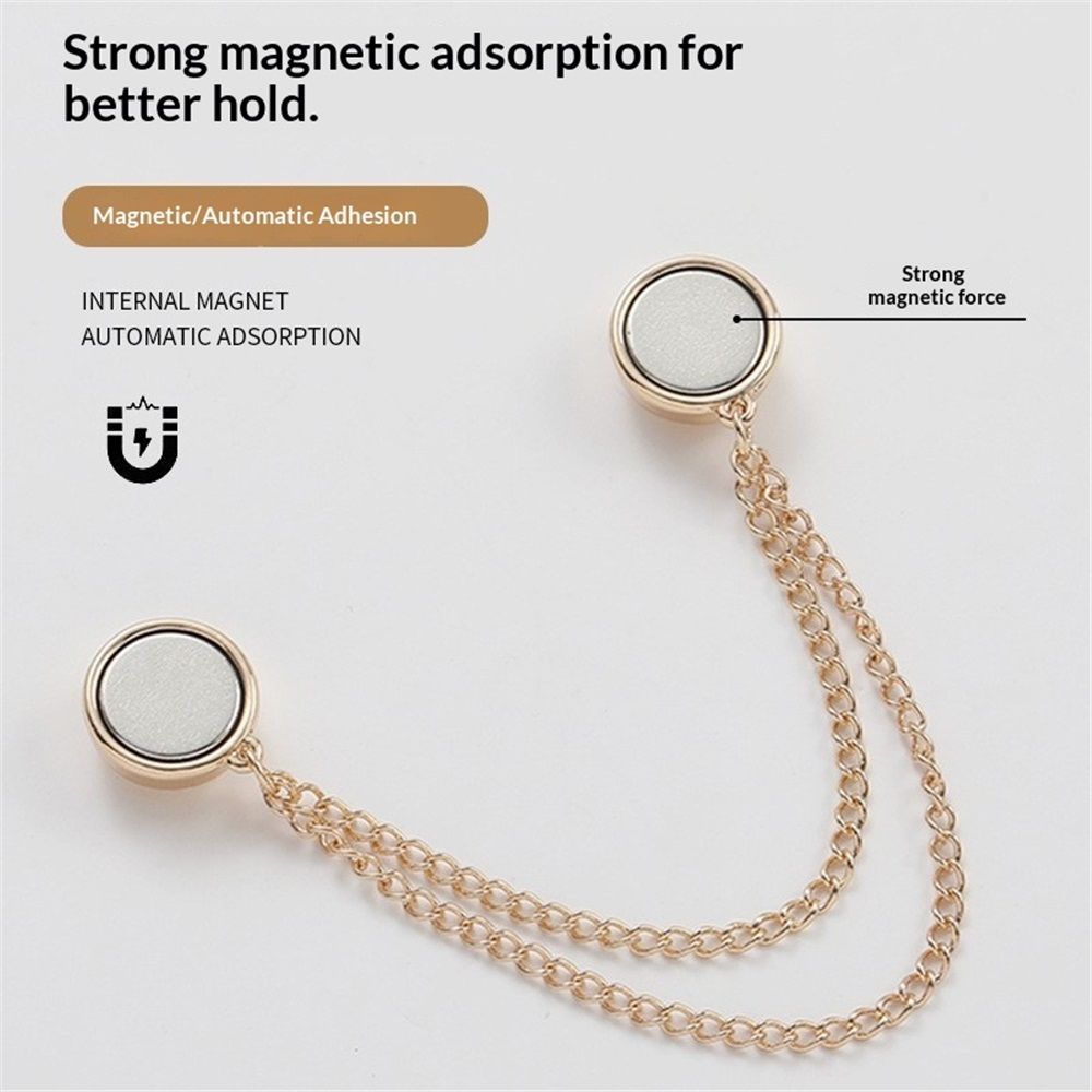 12pcs Magnetic Clothing Clips with Chain, Multi-Function Magnet Button Pins Hijab Cuff Clips for Fixing Hem of Clothes Long Pants Legs Sleeves of Shirts — image 2