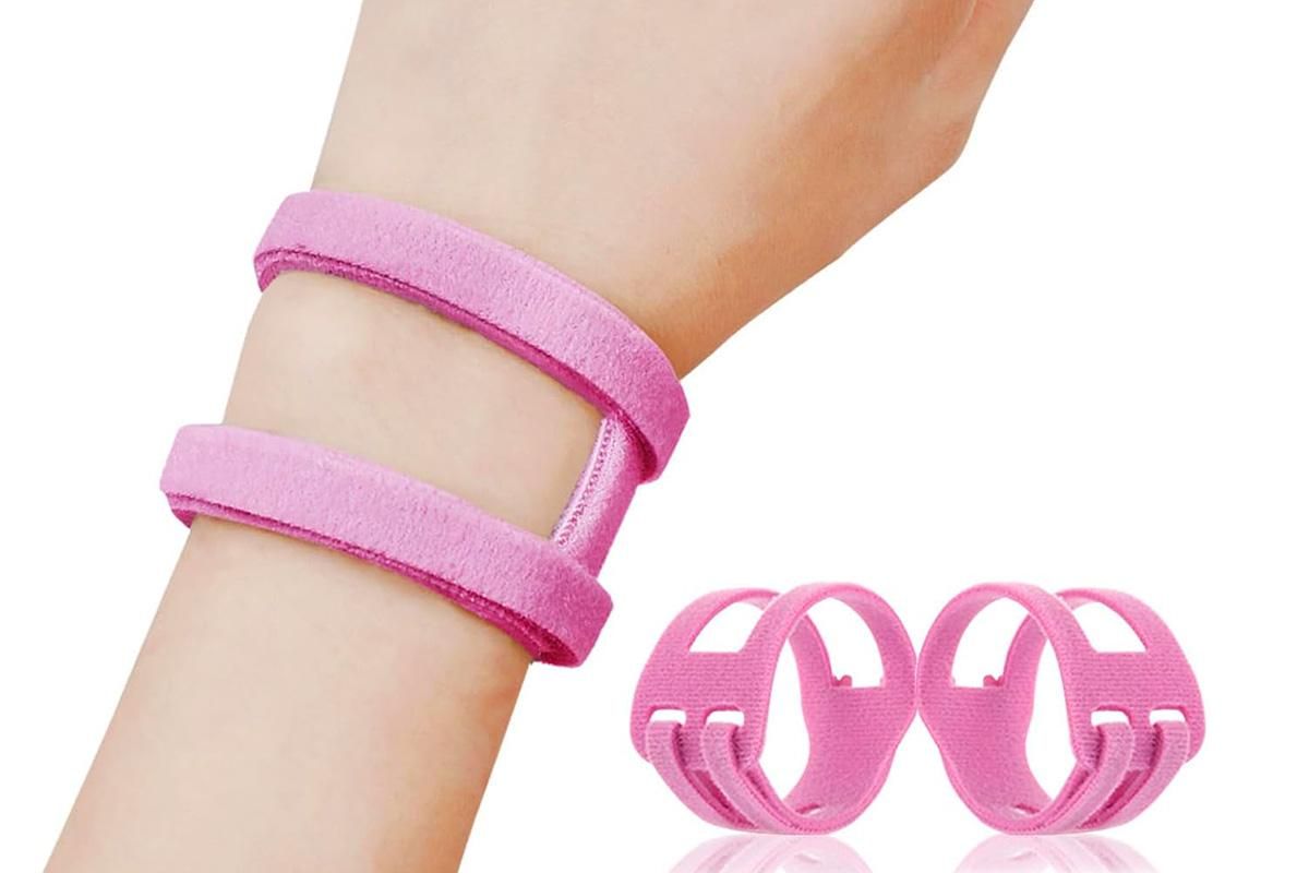2PCS Ulnar Wrist Support Brace Adjustable for Sports Yoga Fitness - Pink — image 3
