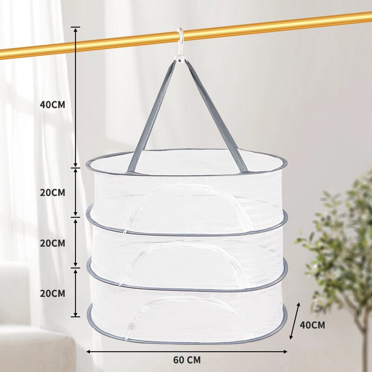 Herb Drying Rack - 40*60cm - 3-tier hanging herb drying net - Drying rack - Drying net - food drying net - hanging mesh net - plant drying rack