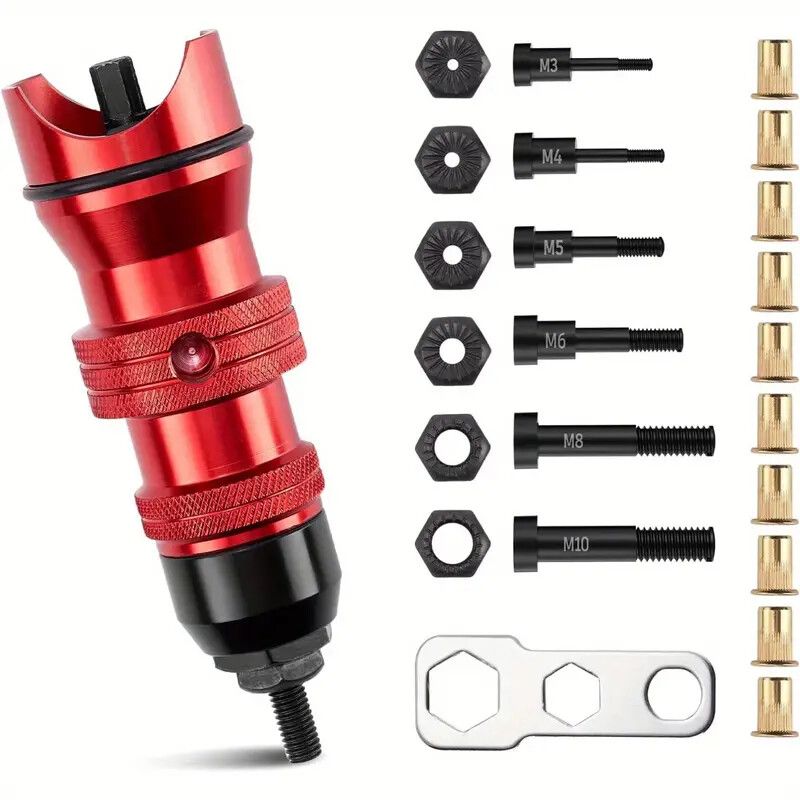Professional Electric Drill Tool Rivet Rivnut Nut Gun Adapter Insert Tool M3-M10 โ image 3