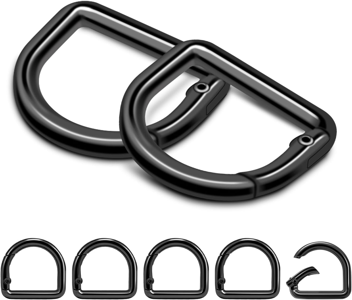 CooBigo 10Pcs Small D Ring Carabiner Clips, Metal Tiny Keychain Spring D Rings Hook for Car Keyring, Backpack Clips, Webbing Buckle, Paracord Keyrings, Dog Tag