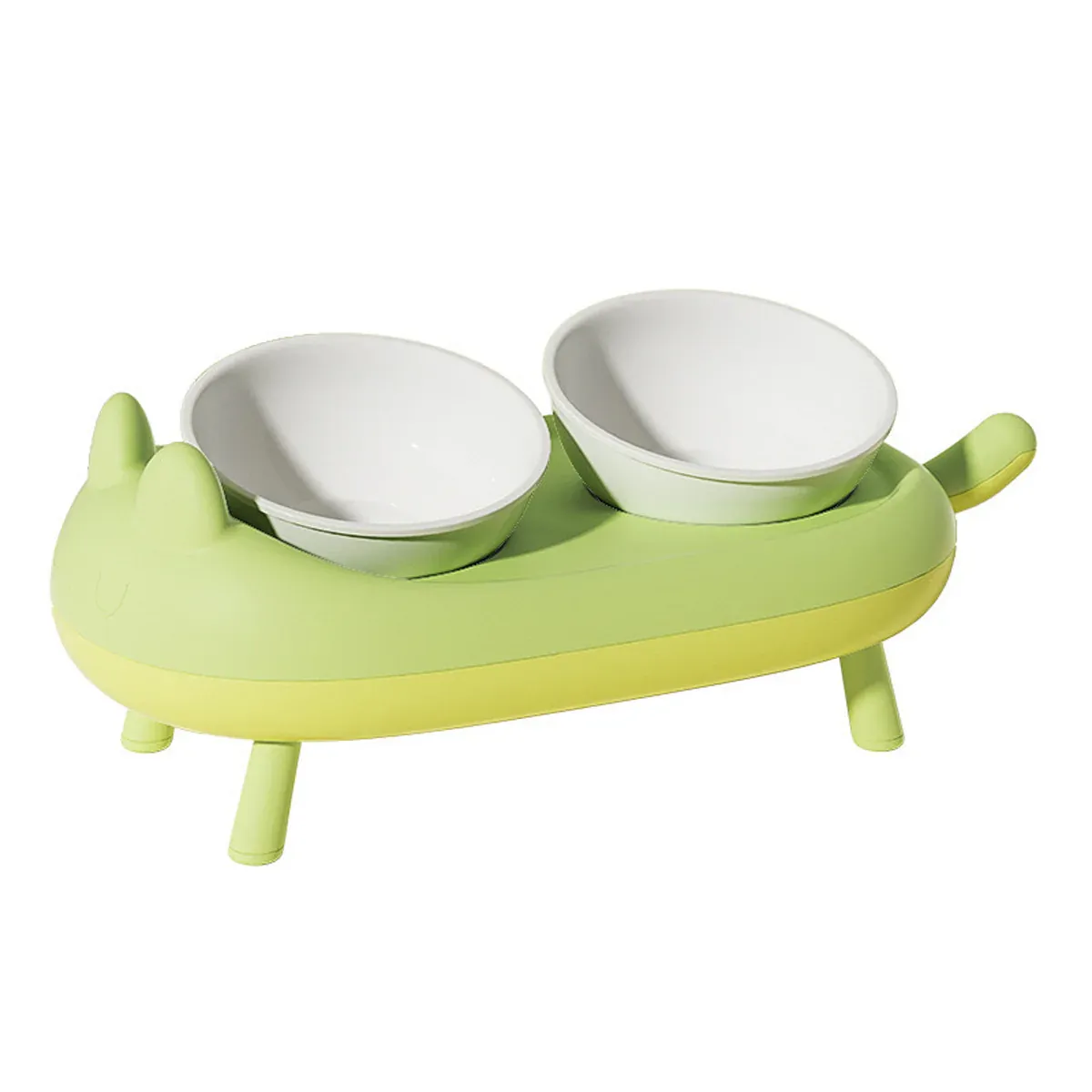 Cat Bowl Ceramic Double Bowl Non Slip Food Safe Durable for Dry Wet Food Water — image 2