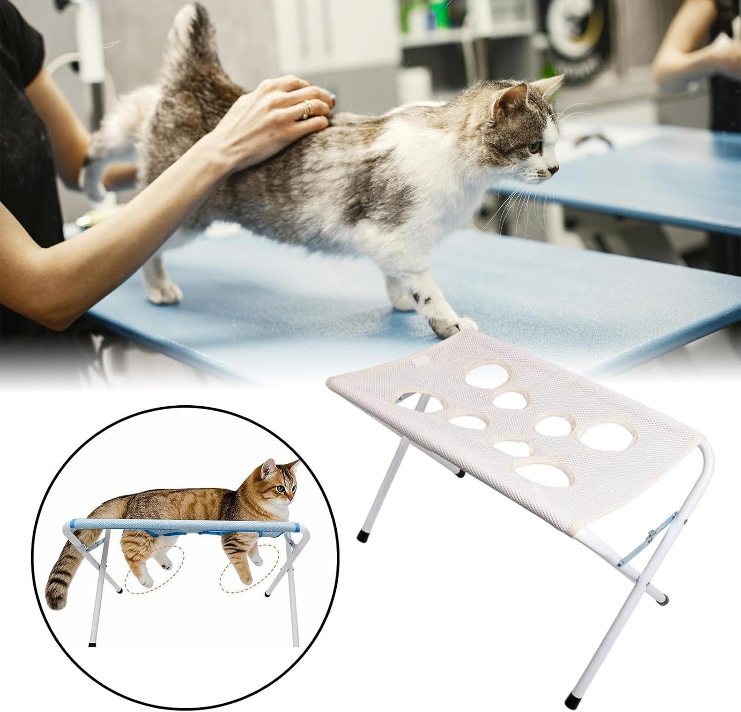 Foldable Pet Grooming Hammock with Leg Holes, Anti-Scratch Mesh Bathing Station for Cats and Small to Medium Dogs, Portable Nail Trimming and Washing Aid β image 4
